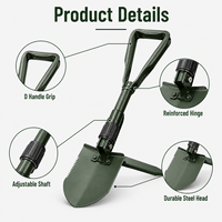 Pelle de camping multifonctionnelle pliable en acier avec manche long droit et design repliable