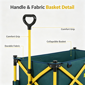 200lbs Load Capacity Folding Camping Wagon Collapsible Outdoor Hand <b>Cart</b> for Market Stall Grocery Moving - Product Image 3