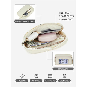 Mini <strong>Zip</strong> <strong>Around</strong> Dual Pouch Wristlet With Straps Wristlet Keychain Wallet for Women Coin <strong>Purse</strong> <strong>Small</strong> Cute for Teen Girl - Product Image 2