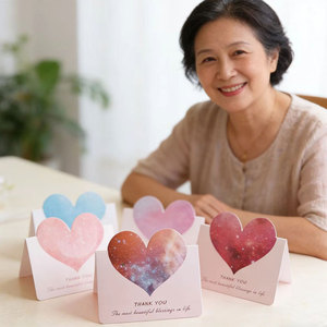 Biglietti d'Auguri Moderni a Forma di Cuore con Pittura a Olio 3D, Carta Patinata Lucida, Laminazione Eco-Friendly, per la Festa della Mamma e Regali Festivi - Product Image 2