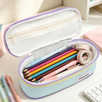 Estuche para Lápices al por Mayor, Bolsa de Maquillaje Kawaii Pastel, Estuche Vertical para Lápices con Asa Acolchada, Logotipo Personalizado, Venta Directa de Fábrica