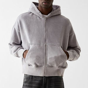 Y2k 500 Gsm 100% coton Streetwear personnalisé fabricants de sweats à capuche à fermeture éclair polaire surdimensionné lavage à l'acide lourd sweats à capuche zippés - Product Image 1