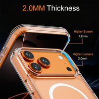 Coque de téléphone en acrylique avec trou pour cordon pour iPhone 18 Pro Max, coque arrière magnétique puissante 2500GS pour iPhone 18 17 16 15 14 13 LM022