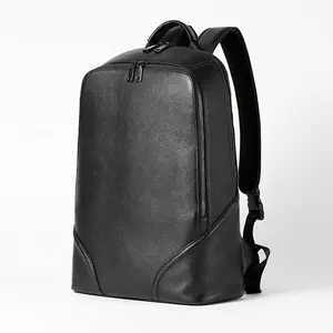 Tas punggung pria, ransel kulit Logo kustom untuk perjalanan Laptop siswa sekolah kulit asli untuk kuliah