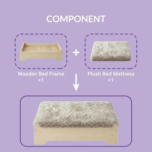 Lit surélevé pour chien avec coussin en peluche doux, base en bois robuste, housse lavable en machine, dos antidérapant à pois pour une utilisation en intérieur - Product Image 4