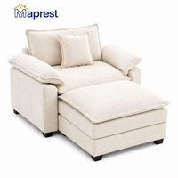 Fauteuil lounge moderne surdimensionné avec repose-pieds étendu, siège profond, fauteuil d'appoint rembourré pour salon
