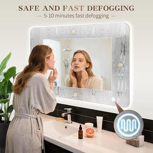 <span class=keywords><strong>Miroir</strong></span> <span class=keywords><strong>LED</strong></span> intelligent moderne, éclairage intégré, direct usine, en verre flottant, grand rectangle sans cadre, <span class=keywords><strong>pour</strong></span> salles de bain, IP44, rétroéclairé par le fabricant - Product Image 2