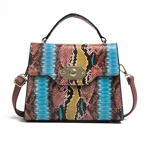 European Fashion designer handbag snake pattern tote crossbody bag women