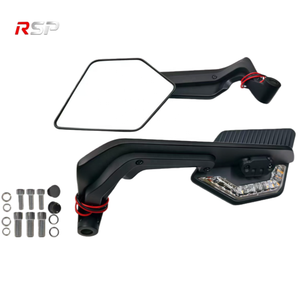 Nouveaux rétroviseurs universels RSP 7 8 22 mm pour guidon de moto, anti-éblouissement, lentille HD en verre, plastique ABS, noir mat, fixation par boulons, vue avant - Product Image 1
