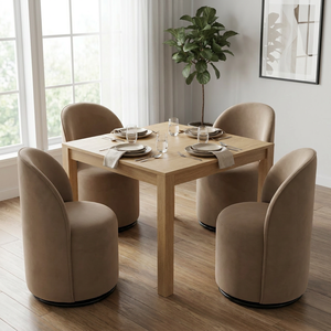 Silla de Comedor Moderna y Lujosa con Base Metálica y Tapicería de Terciopelo, Giratoria 360 Grados, para Sala de Estar, Restaurante, Hotel - Product Image 4