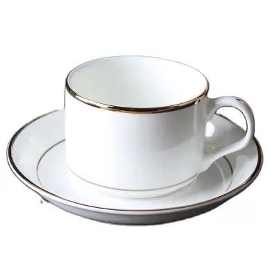 عالية الجودة مخصصة شعار عادي مجّ سيراميك أبيض و كأس السيراميك فنجان القهوة مع الصحن