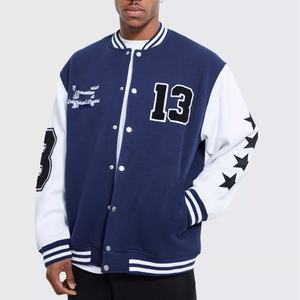 Blouson Bomber Varsity en Toile à Col Montant, Style Streetwear, Personnalisé avec Lettres de Basketball, Grande Taille, Haute Qualité, Hiver, Vente en Gros - Product Image 1