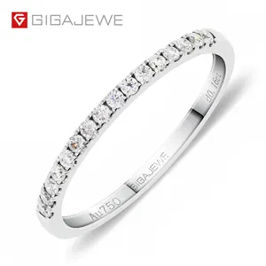 GIGAJEWE Unique Men Wedding 18K Loose 0.16ct 1.5mmX16pcs Colored Diamond With Certificate Moissanite Ring White Gold