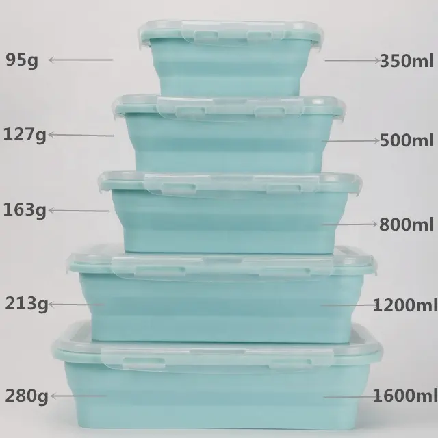 Ensemble de 4 conteneurs de stockage des aliments, pliables, en Silicone, avec couvercles permettant de gagner de l'espace, offre spéciale,