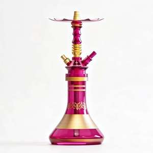 Decorative <b>Hookah</b> Glass <b>Pipe</b> Set Red Pink Black Blue Gold Finish Dual Hose Lounge Use - Product Image 6