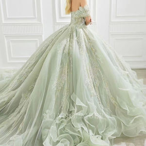 Vestido de Quinceañera de Gala con Escote Corazón, Apliques Bordados, Color Caramelo, Largo hasta el Suelo, Estilo Fiesta con Cuentas, para Cumpleaños - Product Image 4