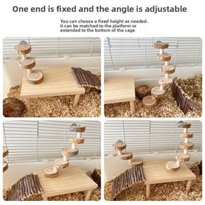 Échelle d'escalade pour hamster, jouet pour hamster syrien doré, à mâcher et à affûter les dents, escalier paysager, marches, plateforme ronde en bois massif - Product Image 4