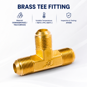 Conector JIC de Latón de 3/8"1/2"3/8" Resistente a la Corrosión °   Conector en T Flare con Rosca BSPT para Tuberías de Yate Marino, Fabricado en Taiwán - Product Image 4