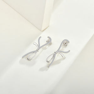 Boucle d'oreille en zircon cubique 3A en argent sterling 925, boucle d'oreille de créateur coréen en or <span class=keywords><strong>Xlove</strong></span> - Product Image 4