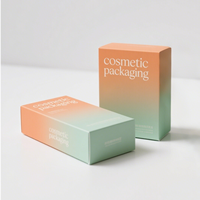 Boîte personnalisée avec couvercle et base bleu dégradé, face laminée brillante et couvercle uni pour cosmétiques et cadeaux (vente au détail)