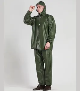 Trajes de lluvia de PVC para hombres Equipo de lluvia clásico Abrigos de lluvia impermeables Ropa de lluvia con capucha para hombre Pesca