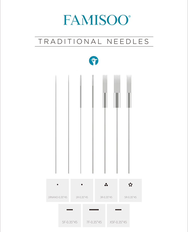 Agulha do cartucho de Handpiece da acupuntura de FAMISOO P1 para o uso permanente da máquina da composição de Microblading