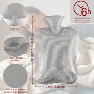 กระเป๋าน้ำร้อนขนาด XXL พร้อมปลอกขนสัตว์เทียม กระเป๋าน้ำร้อนขนาด 3 ลิตร ให้ความอบอุ่นสำหรับเตียงนอน บรรเทาอาการปวด ปวดประจำเดือน และปวดหลัง - Product Image 5