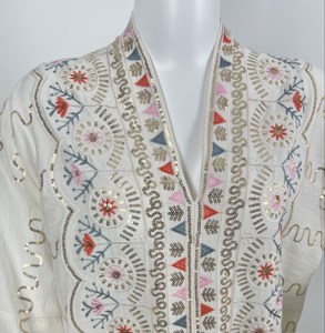 Maxi abito bohémien arabico per <span class=keywords><strong>donna</strong></span> davanti con motivi etnici pieni di ricami e paillettes - Product Image 3