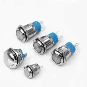 12 мм водонепроницаемый сброс тип металлический кнопочный переключатель LED с защитой от повреждений и кольцом свет кнопочный переключатель