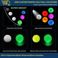Balles de golf LED longue durée en gros, prix d'usine, logo personnalisé, balle de golf LED