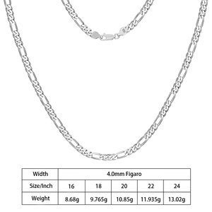 Vente en gros 925 Sterling Silver Diamond Cut Figaro Chaîne Chaîne Italienne Chaîne Cubaine Serpent Os Chaîne Collier Designs pour Hommes et Femmes - Product Image 3
