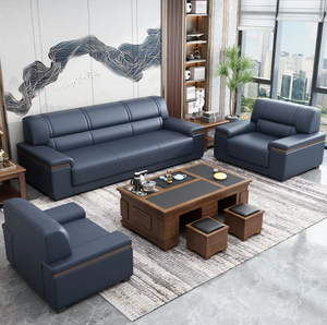 أريكة مكتبية حديثة بتصميم صيني بسيط، طقم استقبال جلدي للأعمال مع طاولة شاي - Product Image 6