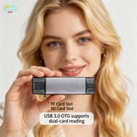 Lector de Tarjetas USB 3.0 de Alta Velocidad Tipo-C 3.0 OTG Todo en Uno, Lector de Tarjetas TF SD Compatible con Lectura de Doble Unidad para Teléfonos y Computadoras