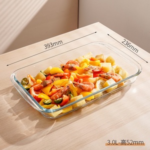 Juego de 3 bandejas rectangulares para hornear de vidrio de borosilicato con tapa para <span class=keywords><strong>horno</strong></span> de microondas - Product Image 5