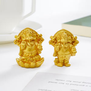 Sculpture miniature en résine de dieu éléphant indien faite à la main, mini figurine dorée du Seigneur Ganesha, ornements pour la <span class=keywords><strong>d</strong></span>écoration de la maison, du jardin et de la voiture - Product Image 4