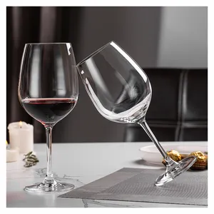 Logotipo personalizado botella de vino de tallo largo copas de vino tinto juego de copas de cristal Copa plana copa de vino Blanco clásico Gadgets Para el hogar