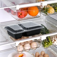 Boîte à lunch bento jetable en PP à 2 compartiments, micro-ondable, pliable, écologique, anti-fuite, 900 ml, préparation des repas