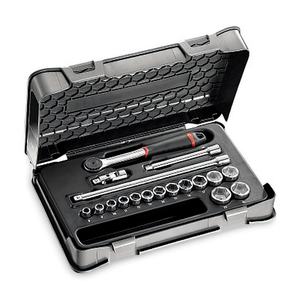 Jeu de douilles 3/8 pouces, 12 points, métriques et SAE, avec cliquet et rallonges pour réparation automobile - Product Image 2