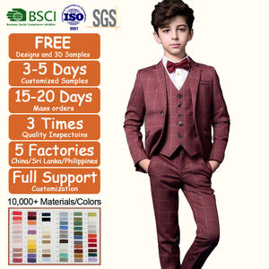 Custom Kleding Jongens Pakken Voor Bruiloftsfeest Kids Plaid Blazer Vest Broek Formele Pakken Kind Smoking Prom Performance Kostuum - Product Image 2