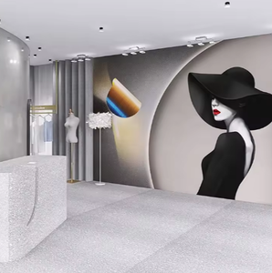 패션 아름다움 벽 벽지 3d 북유럽 빛 고급 의류 상점 호텔 침실 벽 천 여성 벽지 - Product Image 4