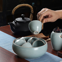 Service à thé en porcelaine Ru four kung fu, théière à thé, tasse de dégustation, en porcelaine Ru, peut être personnalisé, cadeaux du bureau