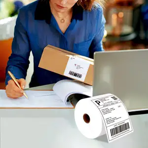 Recyclable 4x6 Roll Paper Waterproof Adhesive Shipping Packaging Labels Eco-Friendly And Convenient