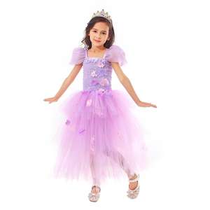 Nouveau Design <span class=keywords><strong>Isabella</strong></span> Cos Costumes Violet Tulle Manches Bouffantes Fille Robes 6 À 14 Ans - Product Image 5