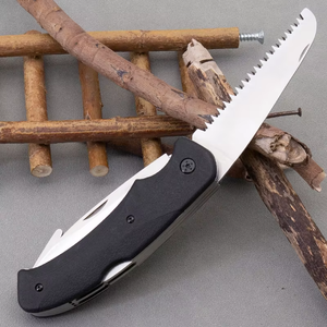 Portable Outdoor Camping and Hunting DIY OEM Folding Bushcraft Knife with Laser Engraving 3 <strong>Blades</strong> Plastic Saw &amp; Rope Cutter - Product Image 4