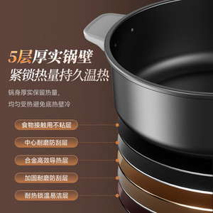 หม้อไฟฟ้าลิตเติ้ลแบร์ 6 ลิตร แบบแยกส่วนอเนกประสงค์ พร้อมฝาปิด สำหรับทำอาหารและอุ่นอาหาร - Product Image 3