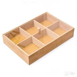 Caja de Almacenamiento de Alimentos Cuadrada Clásica de Madera con Bandeja para Pan, Dulces, Frutas, Nueces, Incluye Tapas, Soporte y Plato - Product Image 3
