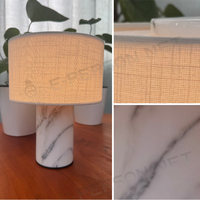 Lampe de table moderne en marbre avec abat-jour en tissu, design simple, alimentée par batterie, lampe de chevet pour salon et chambre à coucher