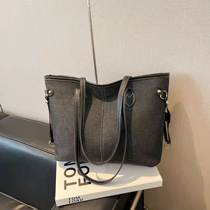 Sac fourre-tout de style coréen au design original pour femme, nouvelle collection hiver 2026, fermeture éclair, double bandoulière, grand sac de transport - Product Image 4