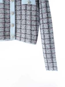 S*P 2026 Nuovo <span class=keywords><strong>Set</strong></span> Primaverile ed Estivo: Camicia Blu a Quadri in Maglia Diamantata e Gonna a Quadri per Donna - Product Image 5