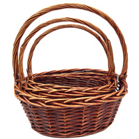 Ensemble de paniers tissés en osier naturel ovales et circulaires faits à la main de la marque Jarnier avec poignée, grands paniers en osier noir pour cadeaux